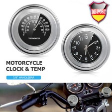 Paar Motorrad Wasserdicht Lenkeruhr Thermometer Motorraduhr Uhren 7/8" 1''Lenker