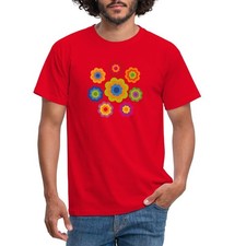 70er Jahre Hippie Flower Power Kostüm Blumen Outfit Männer T-Shirt