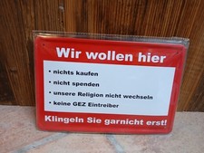Blechschild BETTELN UND HAUSIEREN VERBOTEN GEZ ZEUGEN JEHOVAS NEU & OVP