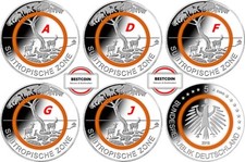 5 Euro Subtropische Zone 2018 A/D/F/G/J , kompl Satz, frisch aus der Rolle 