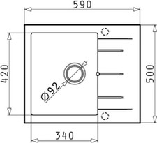 Spülbecken Alazia 59x50, in Schnee, mit Exzentersteuerung, Granitspülbecken - A