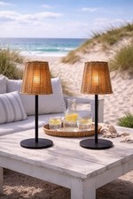 Rattan Solar Tischlampe