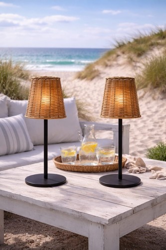 Rattan solar tischlampe - solar,