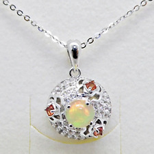 Feueropal Saphir Weißtopas Anhänger Kette 925 Silber 585 Weißgold vergoldet