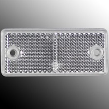 Rückstrahler Reflektor Katzenauge 90 x 40 für Anhänger LKW weiß mit Bohrungen 