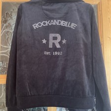 Rock and Blue Sweden Hoodie Weich Samt Mit Kapuze Tasche Glitzer Schwarz Neu 42