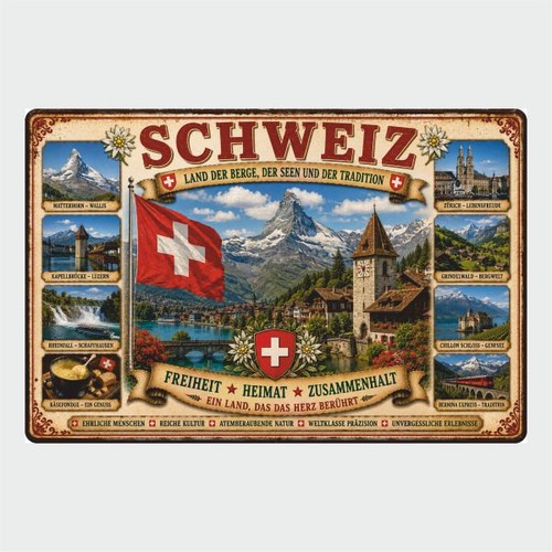 Blechschild schweiz land der - schweiz,