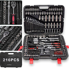 216-tlg Steckschlüsselsatz Knarrenkasten Nusskaten Steckschlüssel Ratschenkasten