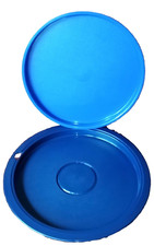 Tupperware Platte für Schnittchen oder Kuchen mit Abdeckhaube blau Tablett rund