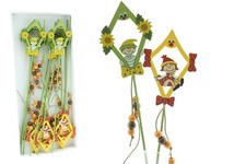 Herbstdeko Drachen Stecker Holz "Bibbel" Herbst 6er Set L32cm Grün/Gelb Deko