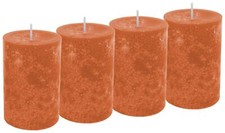 4 Kerzen Stumpenkerzen Kürbis Orange Herbst Advent Tischdeko Ø 6cm Höhe 9cm