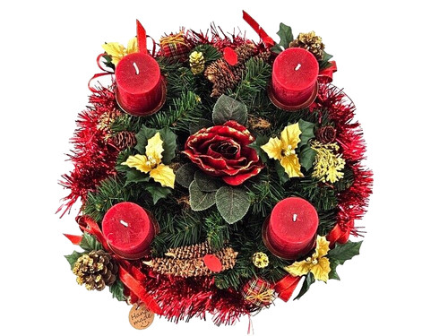 Adventskranz rot gold - adventskranz,