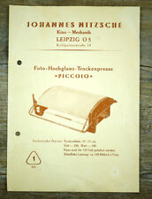 FOTO HOCHGLANZ TROCKENPRESSE Bedienungsanleitung PICCOLO von 1957 1 BLATT (X6067