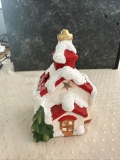 Windlicht Teelichthalter Haus Winter Weihnachten Keramik Räucherhaus Advent