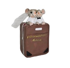 Spardose Sparschwein Mäusepaar mit Schlüssel Hochzeit Geldgeschenk Flitterwochen