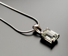 925 Sterling Silber Halskette Prasiolith Edelstein Echtschmuck grüner Amethyst