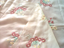 Vintage Stoff   mit Blumen bestickt  200 x 140cm Organza Voile ???