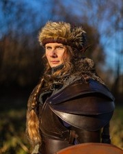 Mytholon Crisso Lederschulter Leder Braun Larp Mittelalter Reenactment #12231