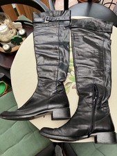 Vintage Retro Overknee/Langschaft Stiefel Gr.42 Leder schwarz Top