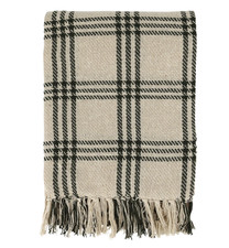 Chic Antique Aix Plaid Garnüberschuss mit Karo Decke  creme olive kariert 