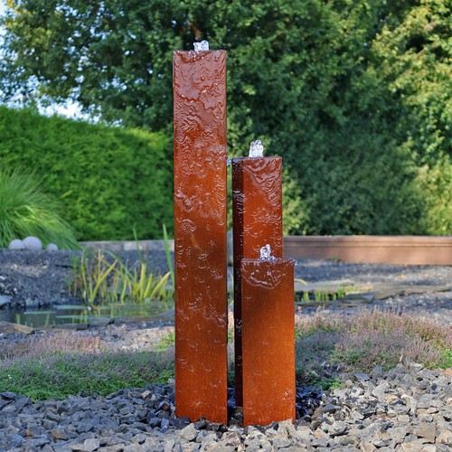 Cortenstahl springbrunnen 3er - cortenstahl,