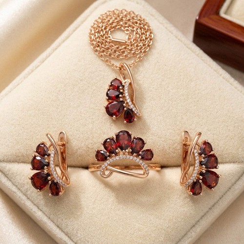 Schmuckset roter zirkon - roter,