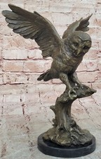 Bronze Marmor Basis Eule Vogel