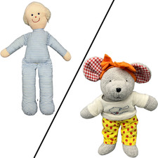 Sigikid Esprit Puppe blau weiß gestreift oder Maus mit Kleidung Schleife Plüsch