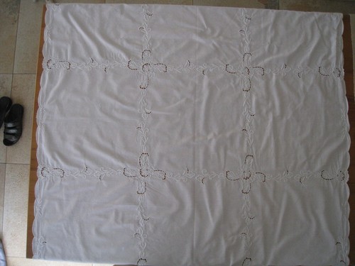Tischdecke lochstickerei - tischdecke,