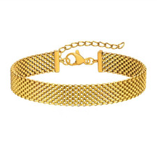 Damen Armband Gold 750 vergoldet 18 Karat Edelstahl Milanaise Wasserfest B530D