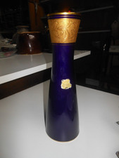 Lindner Porzellan Vase echt Kobalt und Ätzgold