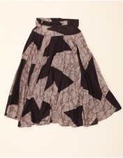 Michiko Koshino Damen ausgestellter Rock UK 12 Medium W27 lila geometrisches Muster AK10