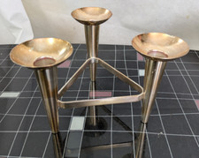 WMF 1960er  Kerzenständer Candleholder  3-flg.  Metall versilbert modernist
