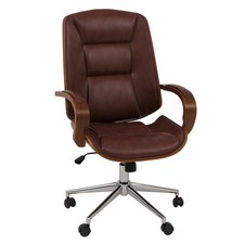 B-Ware Bürostuhl MCW-O83, Kunstleder (280g/m²) Bugholz Walnuss-Optik, rotbraun