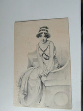 Künstler AK Frau,Haarmode,Haarbänder,Steinbank nicht gel.