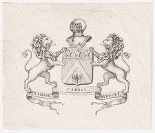 Exlibris Burguet / Bordelais Bordeaux Architect Wappen bookplate 18e