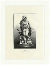 Der Pisseraro Cuno v. Uechtritz Standbild Affe Tiere Tamborin Holzstich A 0475