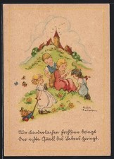 Künstler-AK Liesel Lauterborn: Kinder auf einer Blumenwiese 