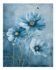 Elegant blaues Blumenwandbild