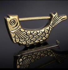 Historisches Sperrfederschloss Mittelalter Germanen Wikinger Bronze Fisch