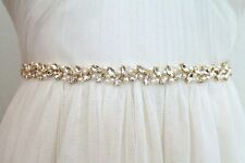 Brautgürtel Brautkleid Gürtel schmal Kleid Gold Strass Perlen weiß ivory