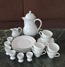 Hutschenreuther Kaffeeservice Frühstücks Geschirr 6 Person Dresden Weiß Porzelan