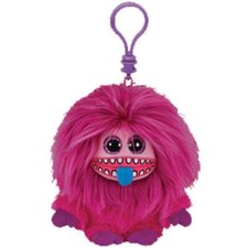 TY Beanie Boos Glubschi Frizzy ZeeZee Lila Schlüsselanhänger Monster Stofftier