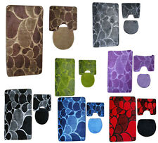 Badeset 3 tlg Badgarnitur Badematte Badset Bad Dusche WC Vorleger rutschfest #79