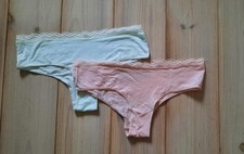 2-Pack Unterwäsche Frauen Damen Spitze Slip Gr.36/38 Mintgrün und Rosé Rosa