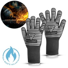 STAHLWERK Hitzebeständige Handschuhe 800°C Grillhandschuhe Hitzeschutzhandschuhe