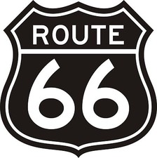 Aufkleber "Route 66", America Highway, 10x10cm, along the road, Harley, black