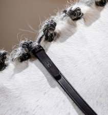 Horseware Curb Rein Thin Narrow Second Double Bridle Rein Black/Brown Pony-Full