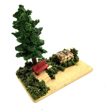 RS Modell Rudolf Spitaler 2220, Baum,Bank und Holzstapel,Fertigmodell 50er Jahre