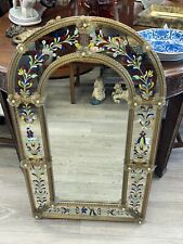 ANTIKER MURANO WANDSPIEGEL SPIEGEL HANDBEMALT GLAS RAHMEN